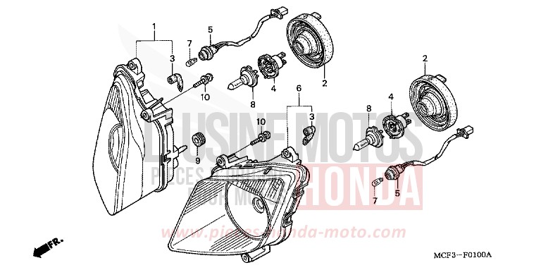 HEADLIGHT for VTR1000 SP-2 ROSS WHITE (NH196B) from 2002